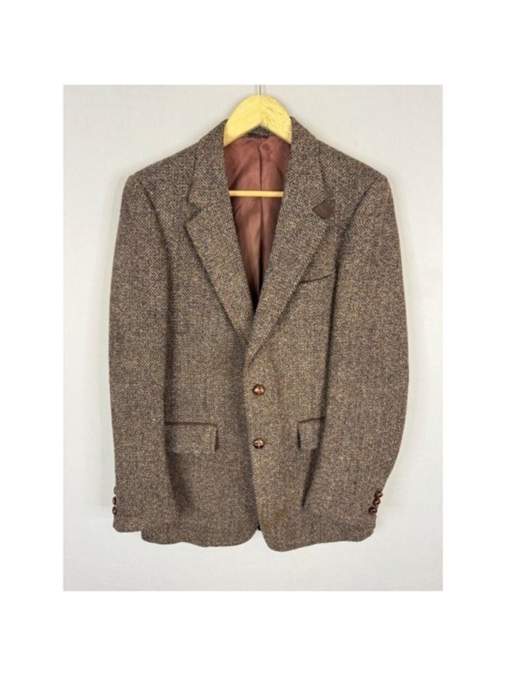 Vintage Harris Tweed McGregor Brown Wool Blazer Sport Coat 38R Tailored